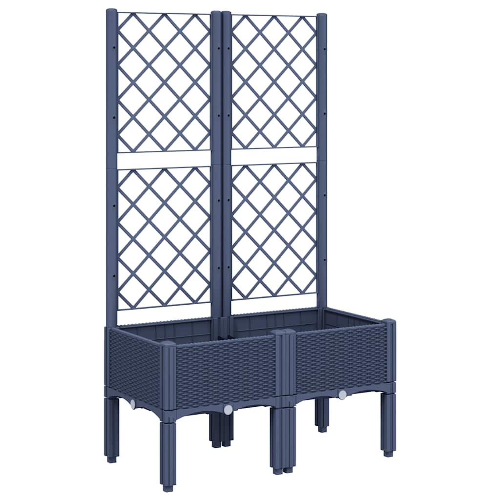 Garden Planter with Trellis Blue Grey 80x40x142 cm PP