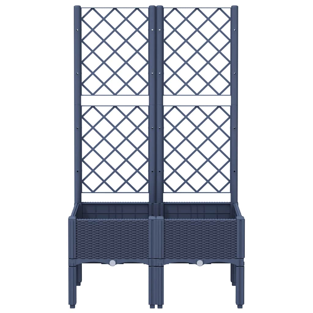 Garden Planter with Trellis Blue Grey 80x40x142 cm PP
