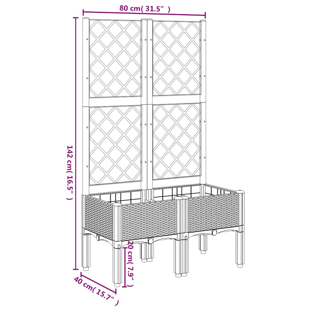 Garden Planter with Trellis Blue Grey 80x40x142 cm PP