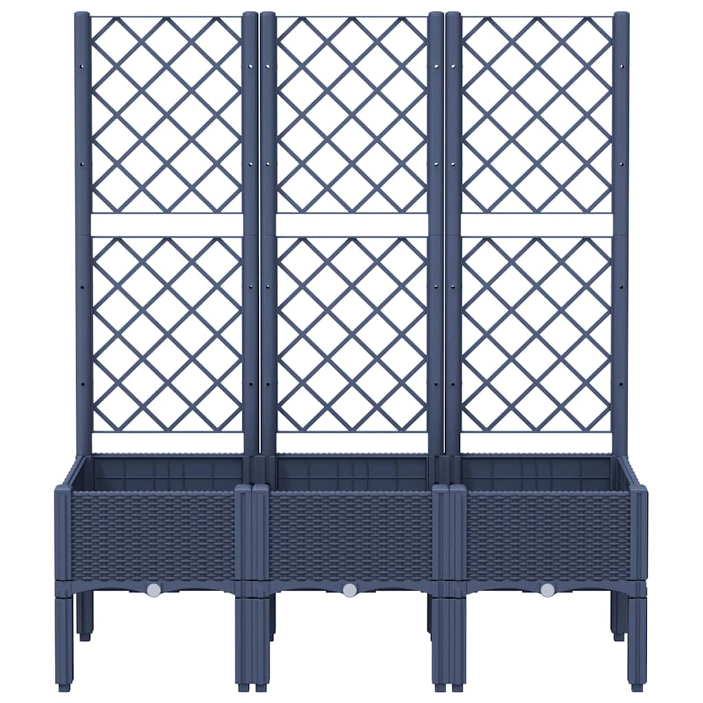 Garden Planter with Trellis Blue Grey 120x40x142 cm PP