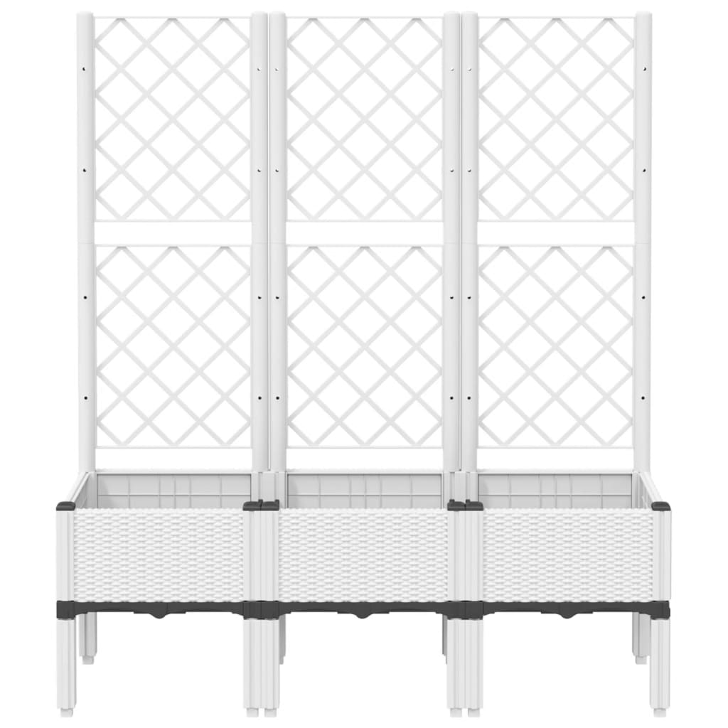 Garden Planter with Trellis White 120x40x142 cm PP