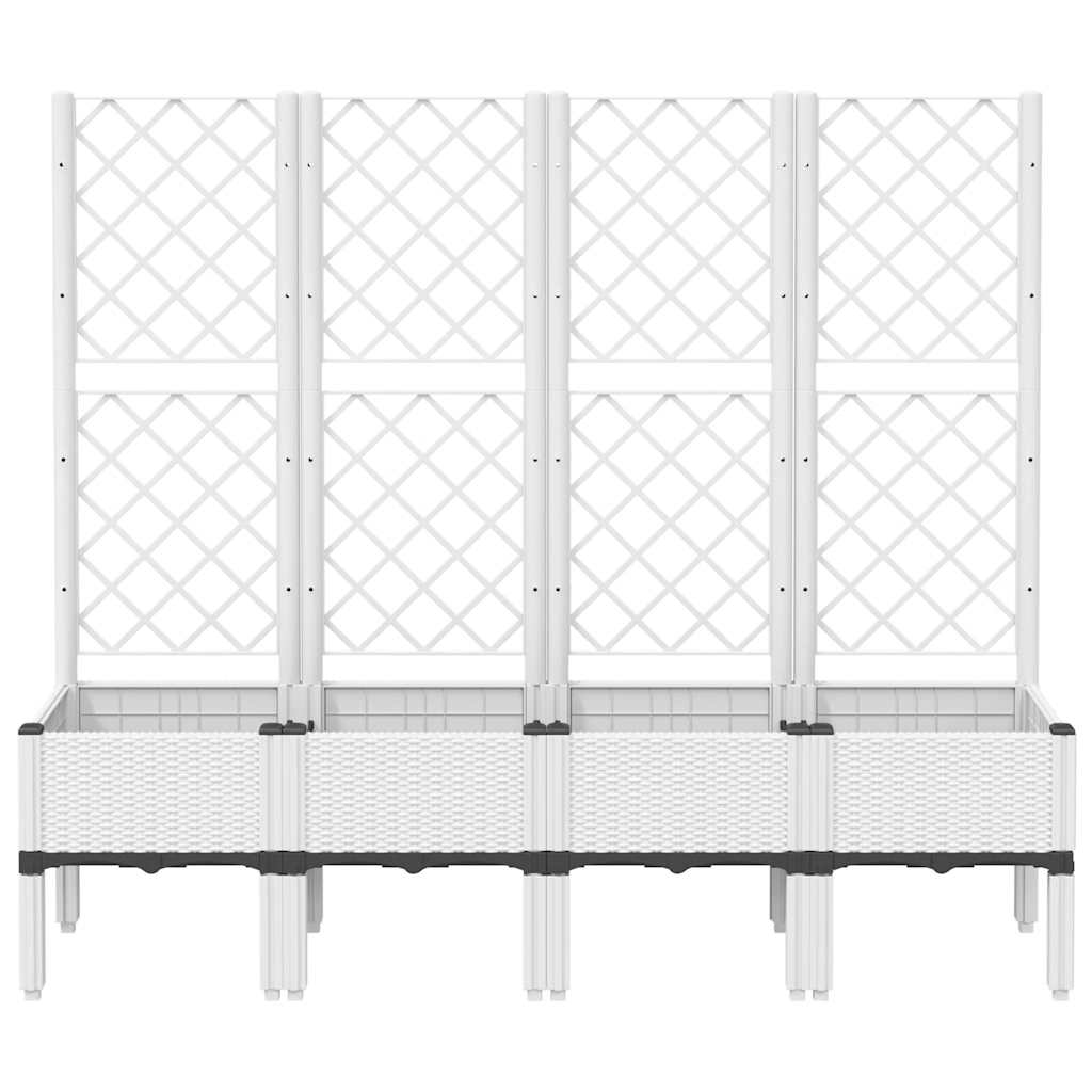 Garden Planter with Trellis White 160x40x142 cm PP