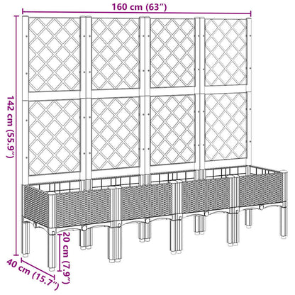 Garden Planter with Trellis White 160x40x142 cm PP