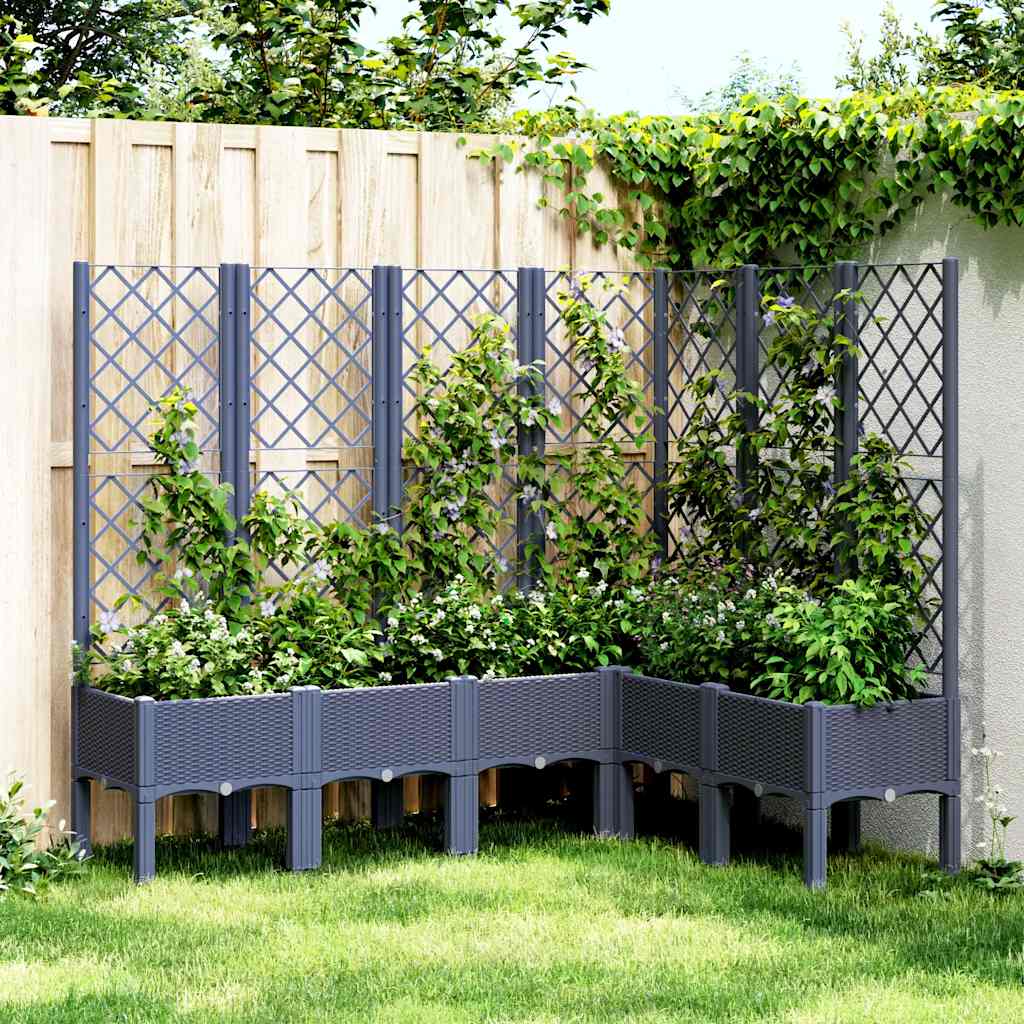 Garden Planter with Trellis Blue Grey 160x120x142 cm PP
