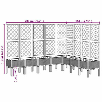 Garden Planter with Trellis Blue Grey 200x160x142 cm PP