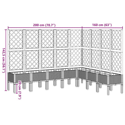 Garden Planter with Trellis Brown 200x160x142 cm PP