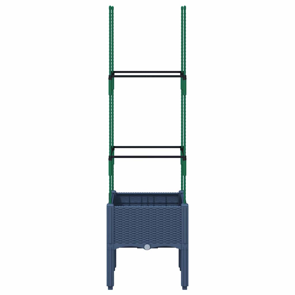 Garden Planter with Trellis Blue Grey 40x40x142.5 cm PP