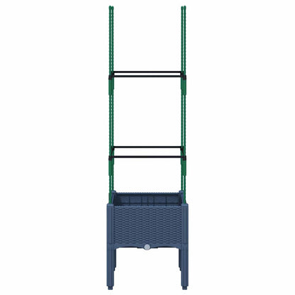 Garden Planter with Trellis Blue Grey 40x40x142.5 cm PP