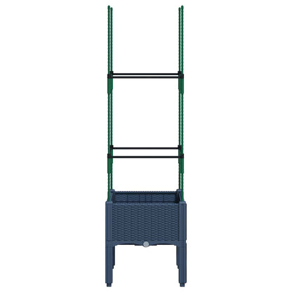 Garden Planter with Trellis Blue Grey 40x40x142.5 cm PP