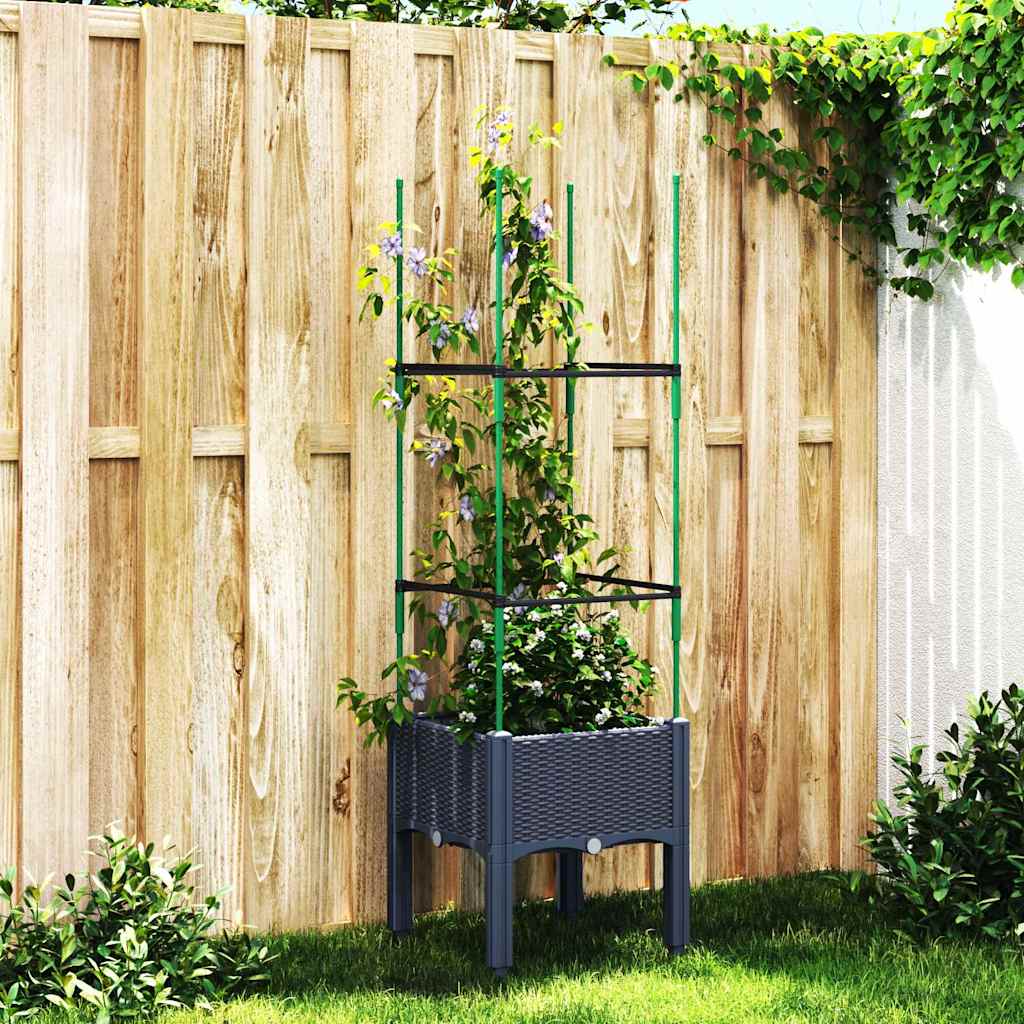 Garden Planter with Trellis Blue Grey 40x40x142.5 cm PP