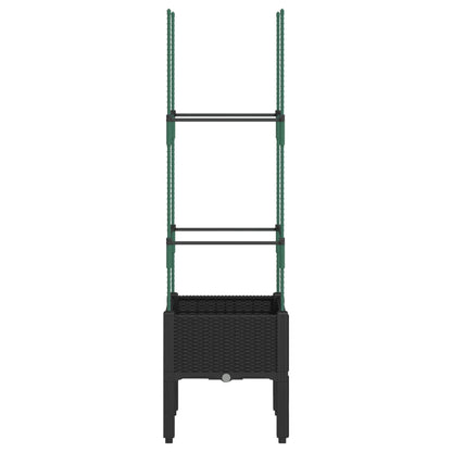 Garden Planter with Trellis Black 40x40x142.5 cm PP