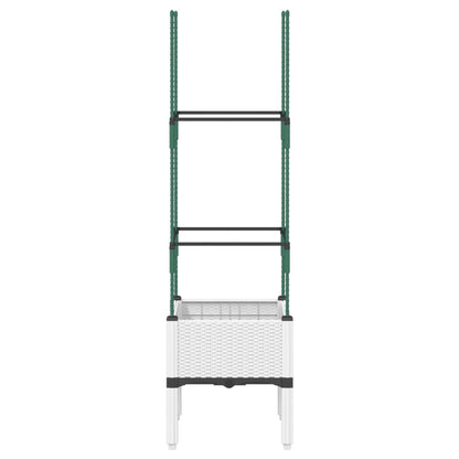 Garden Planter with Trellis White 40x40x142.5 cm PP