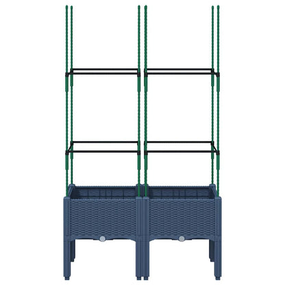 Garden Planter with Trellis Blue Grey 80x40x142.5 cm PP