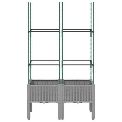 Garden Planter with Trellis Light Grey 80x40x142.5 cm PP