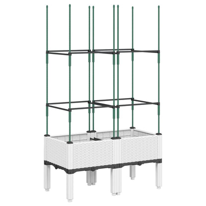 Garden Planter with Trellis White 80x40x142.5 cm PP