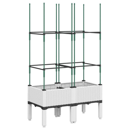 Garden Planter with Trellis White 80x40x142.5 cm PP