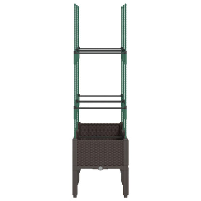 Garden Planter with Trellis Brown 80x40x142.5 cm PP