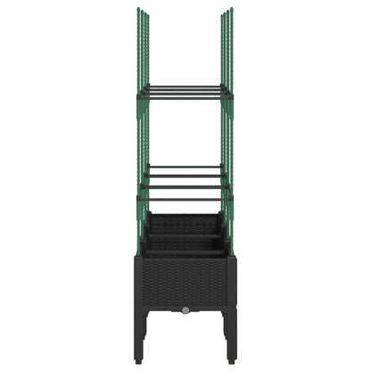 Garden Planter with Trellis Black 120x40x142.5 cm PP