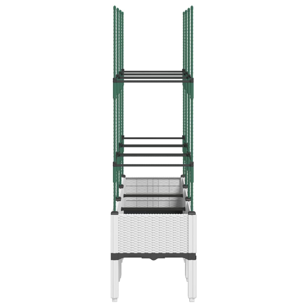 Garden Planter with Trellis White 120x40x142.5 cm PP