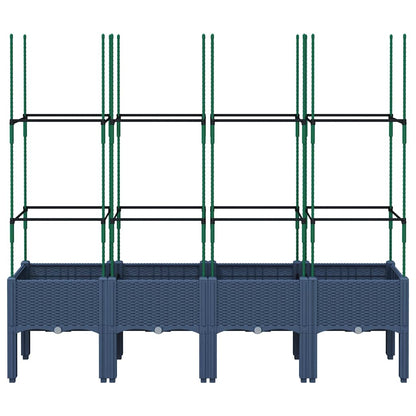 Garden Planter with Trellis Blue Grey 160x40x142.5 cm PP