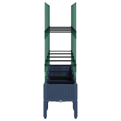 Garden Planter with Trellis Blue Grey 160x40x142.5 cm PP