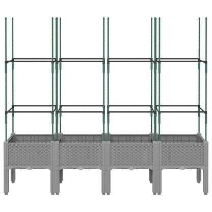 Garden Planter with Trellis Light Grey 160x40x142.5 cm PP
