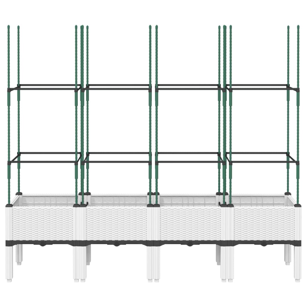 Garden Planter with Trellis White 160x40x142.5 cm PP