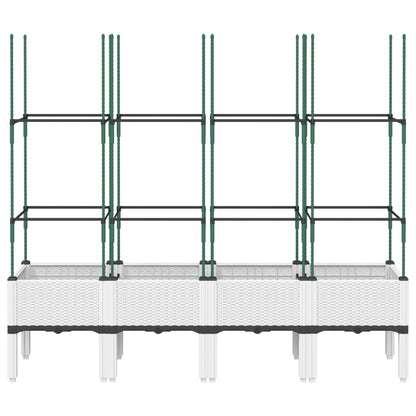 Garden Planter with Trellis White 160x40x142.5 cm PP