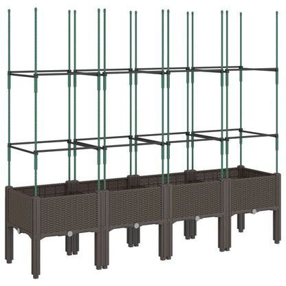 Garden Planter with Trellis Brown 160x40x142.5 cm PP