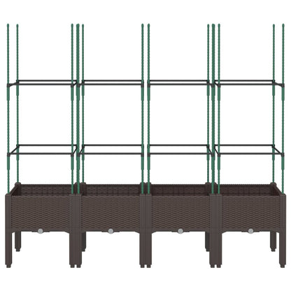 Garden Planter with Trellis Brown 160x40x142.5 cm PP