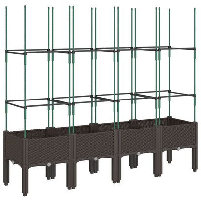 Garden Planter with Trellis Brown 160x40x142.5 cm PP