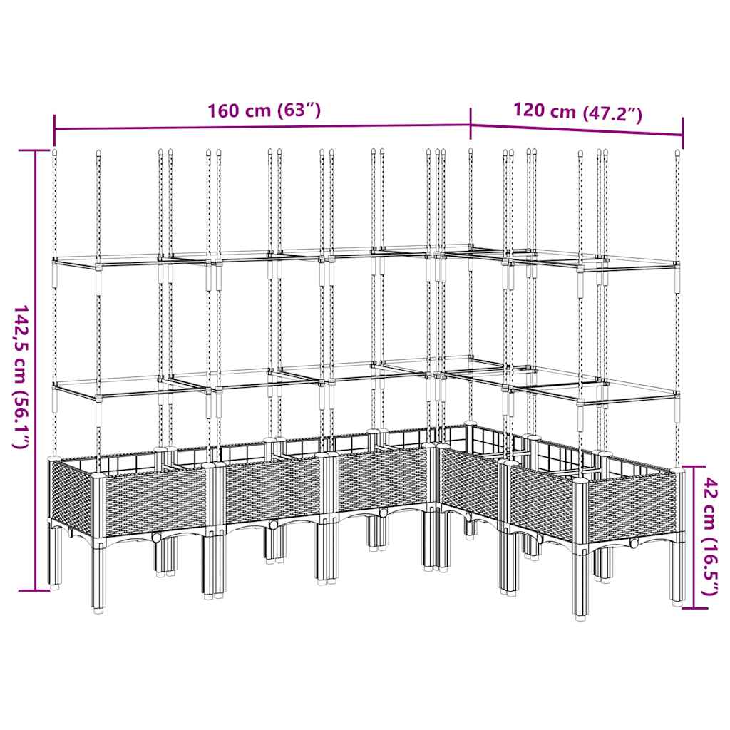 Garden Planter with Trellis Blue Grey 160x120x142.5 cm PP