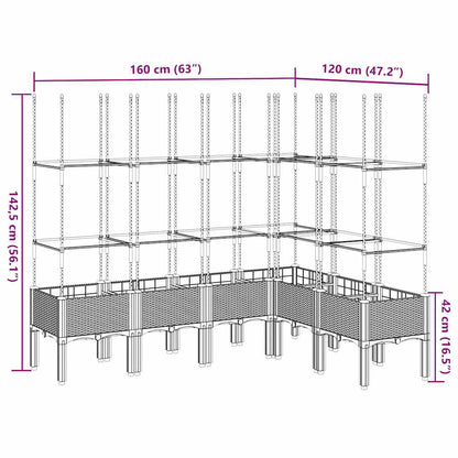 Garden Planter with Trellis Light Grey 160x120x142.5 cm PP
