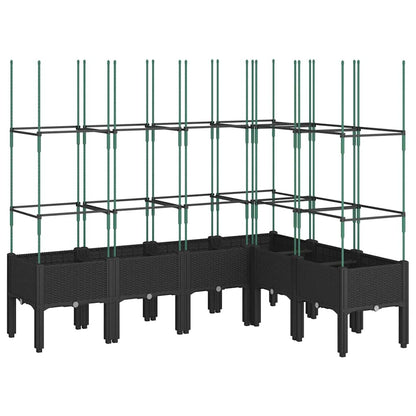 Garden Planter with Trellis Black 160x120x142.5 cm PP