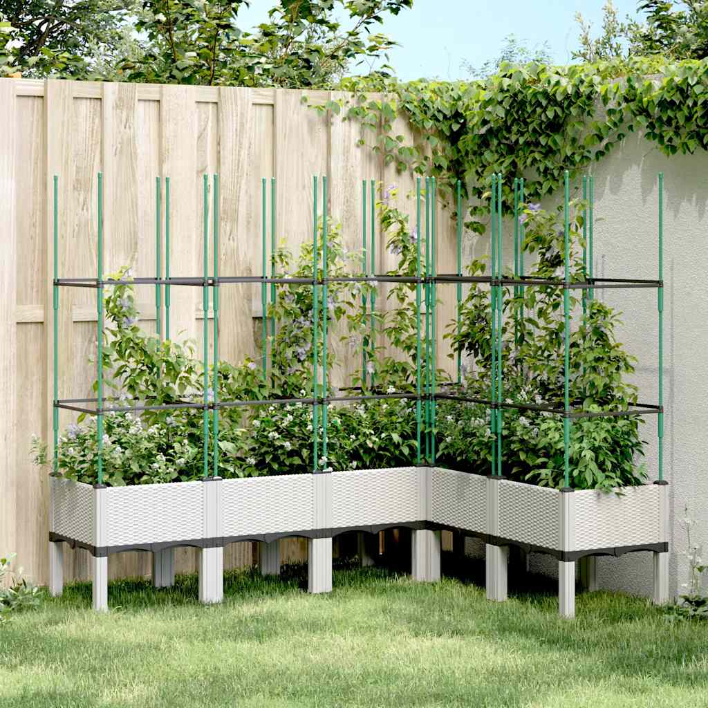 Garden Planter with Trellis White 160x120x142.5 cm PP