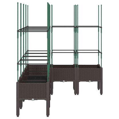 Garden Planter with Trellis Brown 160x120x142.5 cm PP