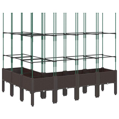 Garden Planter with Trellis Brown 160x120x142.5 cm PP