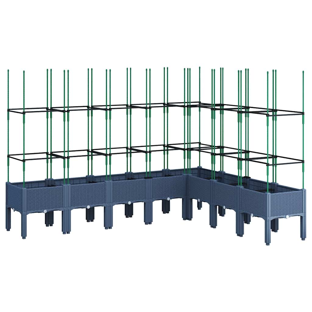 Garden Planter with Trellis Blue Grey 200x160x142.5 cm PP