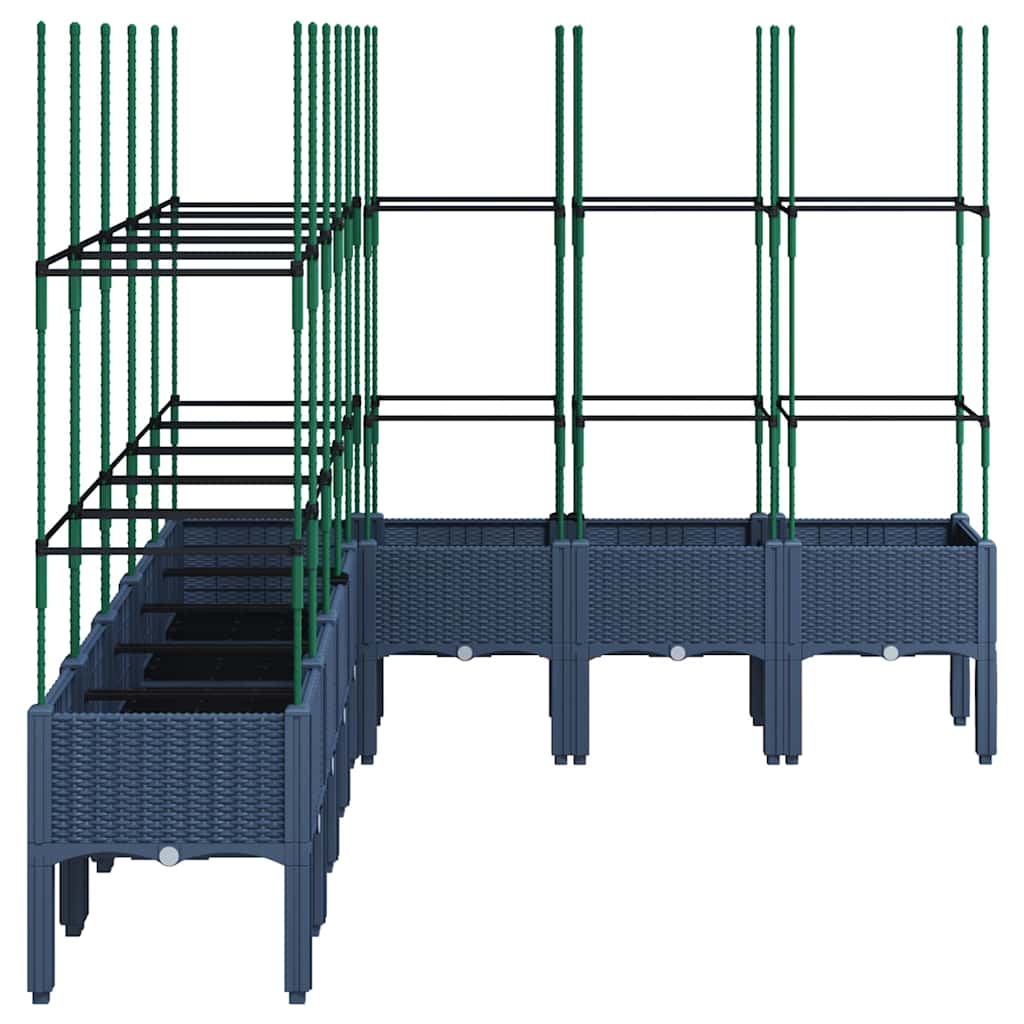Garden Planter with Trellis Blue Grey 200x160x142.5 cm PP