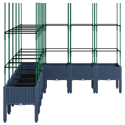 Garden Planter with Trellis Blue Grey 200x160x142.5 cm PP