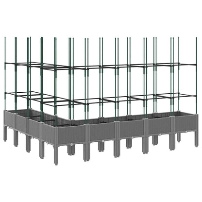 Garden Planter with Trellis Light Grey 200x160x142.5 cm PP