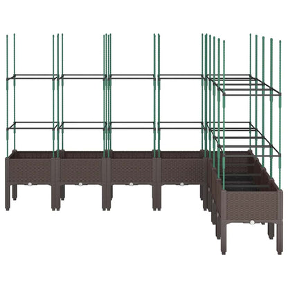 Garden Planter with Trellis Brown 200x160x142.5 cm PP