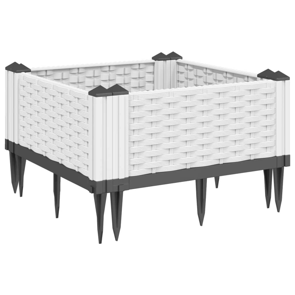 Garden Planter with Pegs White 42.5x42.5x28.5 cm PP