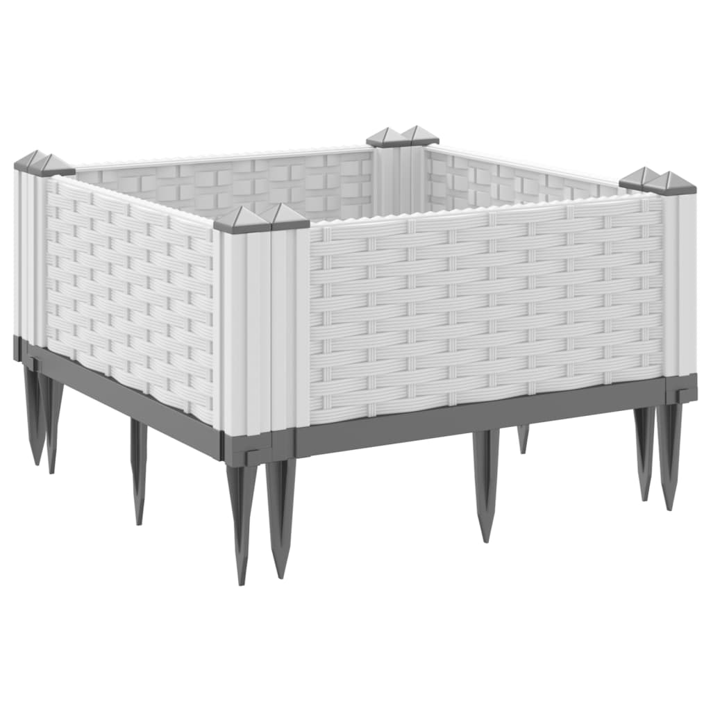 Garden Planter with Pegs White 42.5x42.5x28.5 cm PP