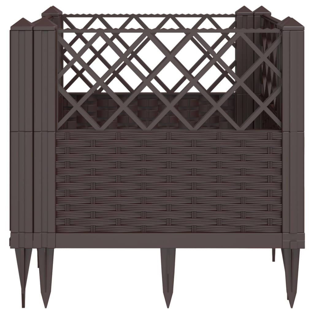 Garden Planter with Pegs Brown 43.5x43.5x43.5 cm PP