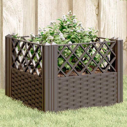 Garden Planter with Pegs Brown 43.5x43.5x43.5 cm PP