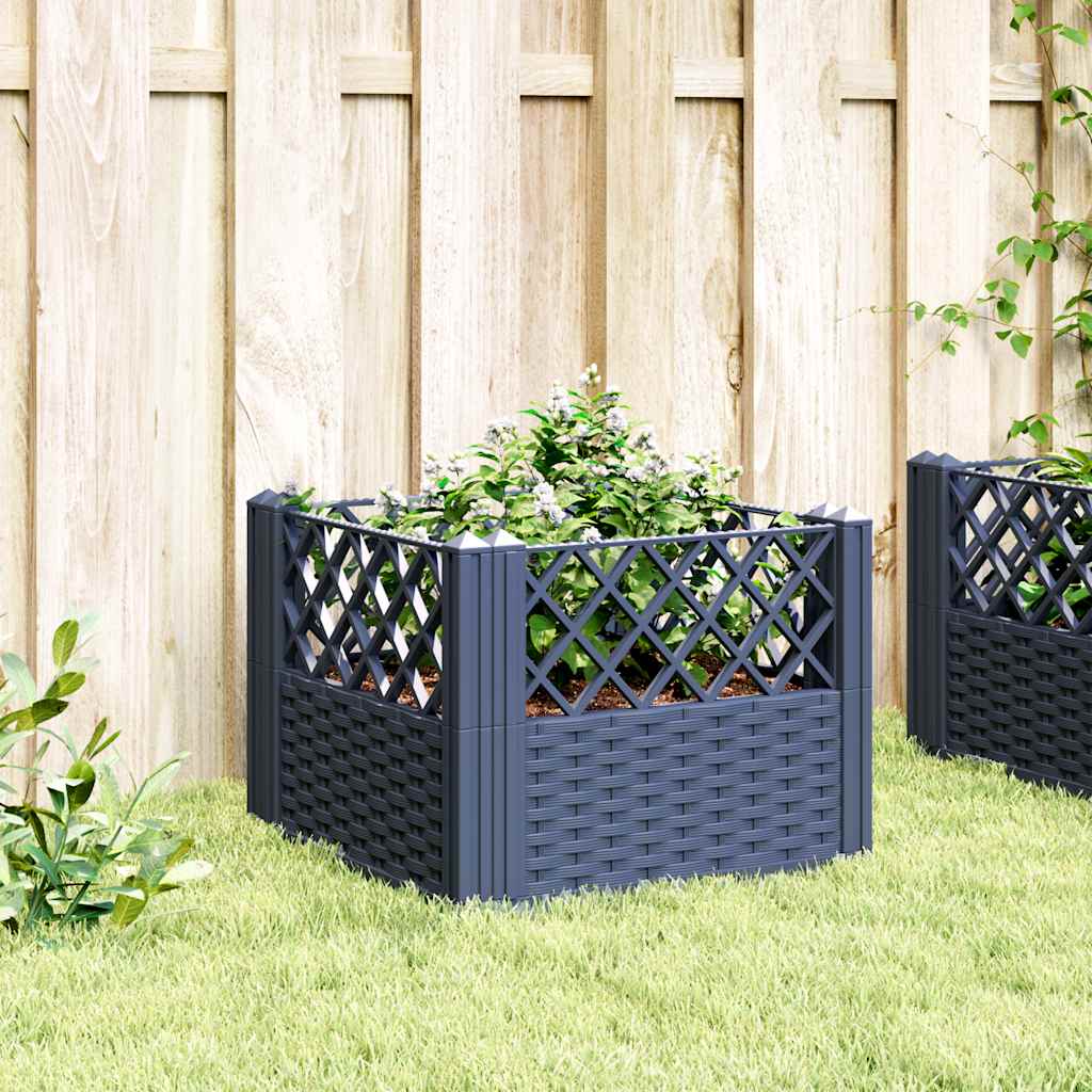 Garden Planter with Pegs Blue Grey 43.5x43.5x43.5 cm PP