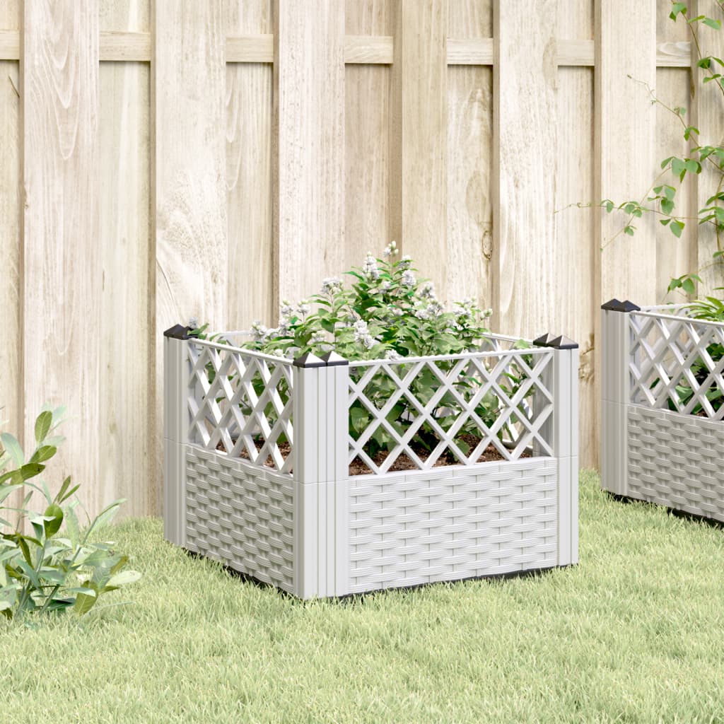 Garden Planter with Pegs White 43.5x43.5x43.5 cm PP