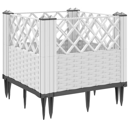 Garden Planter with Pegs White 43.5x43.5x43.5 cm PP