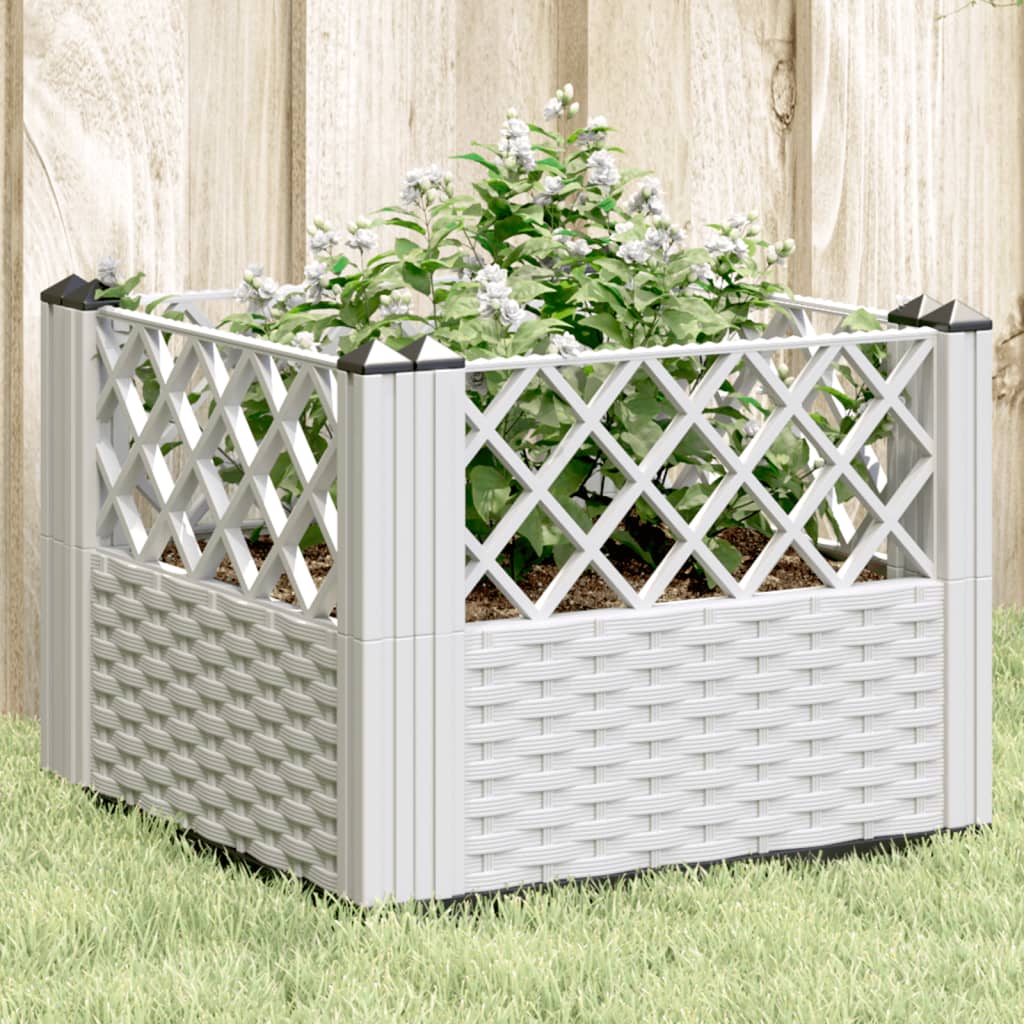 Garden Planter with Pegs White 43.5x43.5x43.5 cm PP